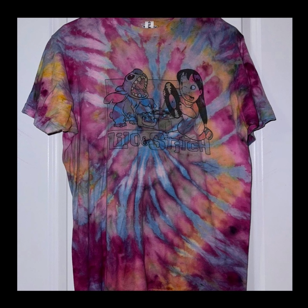 ice dye lilo & stitch tee